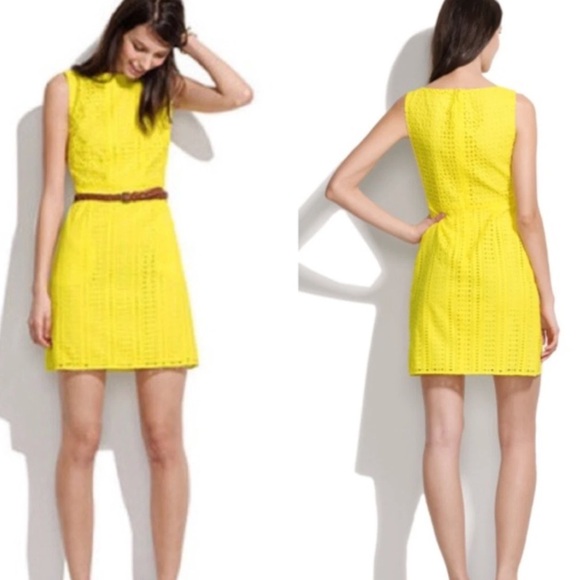 Madewell Dresses & Skirts - Madewell J. Crew Women’s Eyelet Lined Trail Lace Cotton Shift Dress Sz 6 Yellow